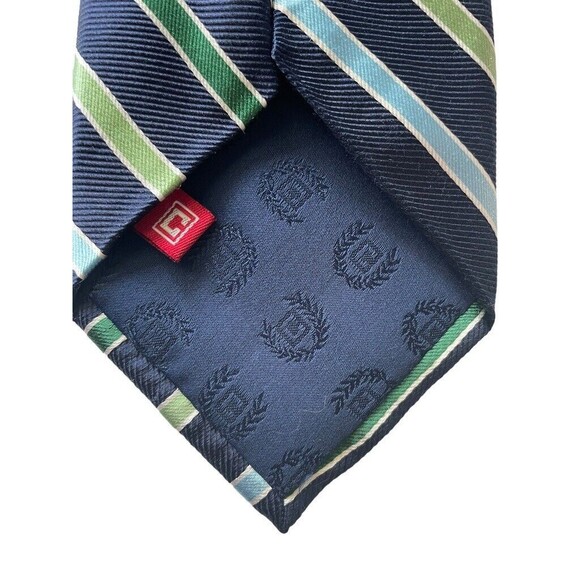 CHAPS Ralph Lauren Silk Repp Tie Navy Blue Green Stripe Classic Career 3 3/8" - Picture 3 of 7